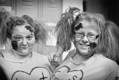 Sophomores Kaylly Deeds and Hannah Turner as best friend zombies on Nightmare Before Homecoming Day.