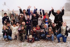 West Elementary second graders enjoy the snow. The date stamp on this image is Jan. 31, 2007. 