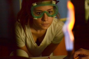 Michaela Long, 11, observes the Bunsen burner flame during chemistry class. The class conducted the color flame test in order to identify specific elements. ¨I was scared to catch my lab partners on fire, but other than that it was really fun,¨ she said.