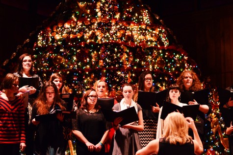 The choir warms up before their Christmas concert on Thursday, Dec. 3 at the Monette First Baptist Church. This was the first performance under the direction of Leigh Jackson. 