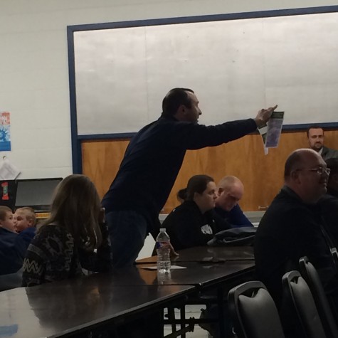 Brandon Decker reacts to John Steeles comments on the millage increase amount at Tuesdays meeting in Monette. 