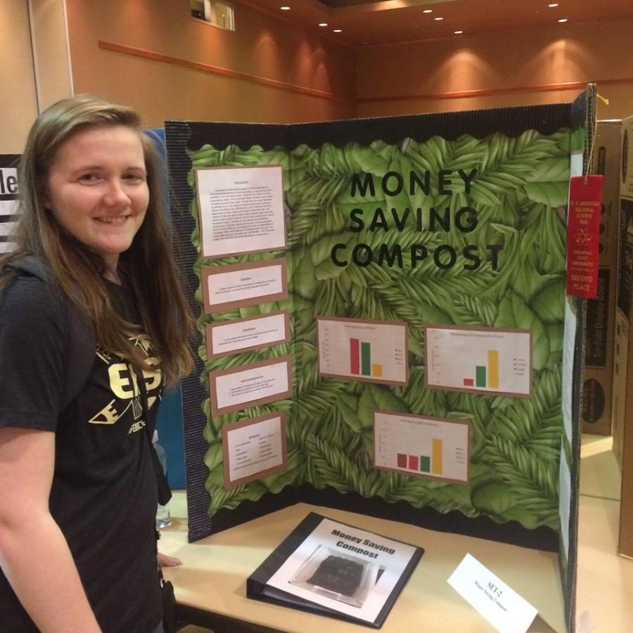 Senior Nikki Gordon with her Science Fair project. Among other awards, Gordon received first place in Junior Academy.