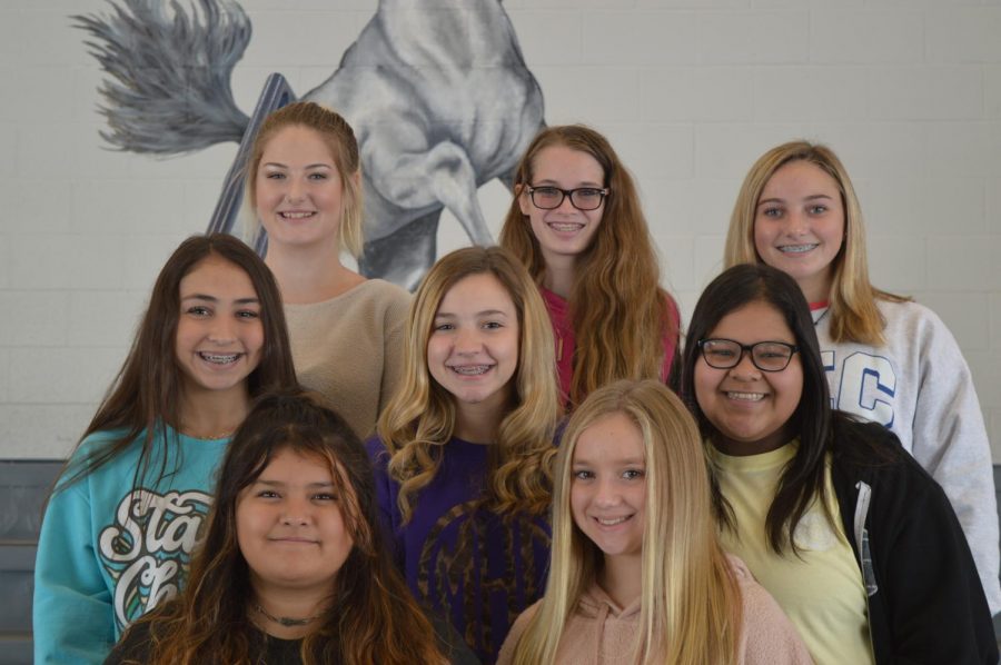 From top Left: 
Kylie Ledet, RJ Moad, Sydney Bryeans, Presley Gathright, Macie Hatch, Regina Castanon, Ester Perez, Claire Jackson. Not Pictured: Christa Worthey